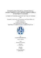 Investigating political-institutional characteristics and Chinese foreign direct investment in Europe