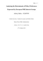 Analysing the Determinants of Policy Preferences Expressed by European SME Interest Groups