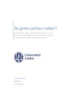 Do green parties matter? Analysing the effect of green partisanship on the presence of sustainable energy initiatives in Dutch municipalities through comparative analysis.