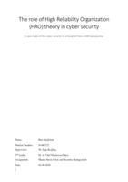 The role of High Reliability Organization (HRO) Theory in Cyber Security