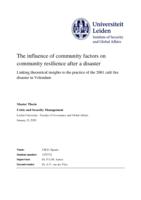 The influence of community factors on community resilience after a disaster. Linking theoretical insights to the practice of the 2001 café fire disaster in Volendam