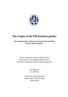 The Origins of the PIE Feminine Gender