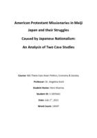 American Protestant Missionaries in Meiji Japan and their Struggles Caused by Japanese Nationalism:  An Analysis of Two Case Studies