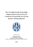 Why Can English Strategic Human Rights Litigation Against Corporate Abuses Be Considered Successful Despite Never Having Reached a Winning Judgement?