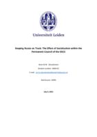 Keeping Russia on Track: The Effect of Socialization within the  Permanent Council of the OSCE