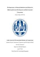 The Importance of National Institutions and Policies for Balancing Economic Development and Environmental Cooperation