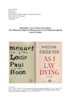 Rationality versus Sensory Perception: The Modernist Subject in Menuet and As I Lay Dying through the Lens of Gender