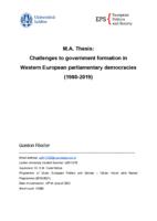 Challenges to government formation in Western European parliamentary democracies