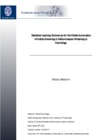 Statistical Learning Techniques for the Partial Automation of Article Screening in Meta Analyses Pertaining to Psychology