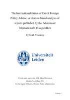 The Internationalization of Dutch Foreign Policy Advice: A citation-based analysis of reports published by the Adviesraad Internationale Vraagstukken