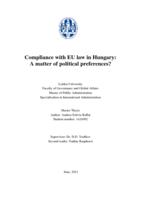 Compliance with EU law in Hungary:  A matter of political preferences?
