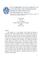 ECO WARRIORS AND OIL BARONS: DO AUTOCRACIES AND DEMOCRACIES DIFFER IN THE PURSUIT OF ENVIRONMENTAL POLICY?