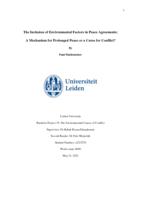 The Inclusion of Environmental Factors in Peace Agreements: