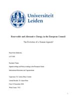 Renewable and Alternative Energy in the European Council: The Evolution of a Greener Agenda?