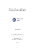 The Slavic Opening of Syllables and the Avar contact hypothesis