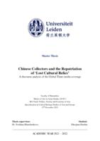 Chinese Collectors and the Repatriation of ‘Lost Cultural Relics’
