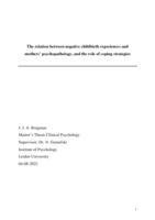 The relation between negative childbirth experiences and mothers’ psychopathology, and the role of coping strategies