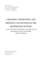 Changing typesetting and printing conventions in the eighteenth century