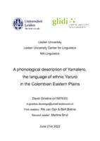 A phonological description of Yamalero, the language of ethnic Yaruro in the Colombian Eastern Plains