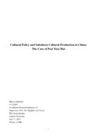 Cultural Policy and Subaltern Cultural Production in China: The Case of Poet Xiao Hai