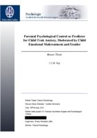 Parental Psychological Control as Predictor for Child Trait Anxiety, Moderated by Child Emotional Maltreatment and Gender