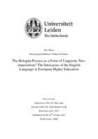 The Bologna Process as a Form of Linguistic Neo-imperialism? The Intricacies of the English Language in European Higher Education