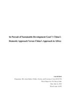 In Pursuit of Sustainable Development Goal 7: China’s Domestic Approach Versus China’s Approach in Africa