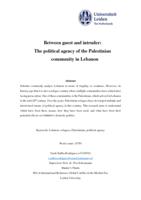 Between guest and intruder:  The political agency of the Palestinian community in Lebanon