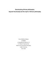 Decolonizing African philosophy; beyond Hountondji and the myth of African philosophy