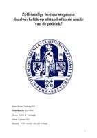 Zelfstandige bestuursorganen: daadwerkelijk op afstand of in de macht van de politiek?