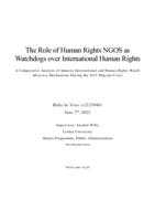 The Role of Human Rights NGOS as  Watchdogs over International Human Rights