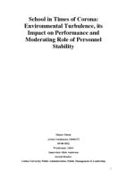 School in Times of Corona: Environmental Turbulence, its Impact on Performance and Moderating Role of Personnel Stability