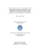 Hierarchical multiclass classification of imbalanced product descriptions using Support Vector Machines and BERT