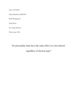 Do personality traits have the same effect on voter-turnout regardless of election-type?