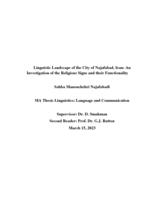 Linguistic Landscape of the City of Najafabad, Iran: An Investigation of the Religious Signs and their Functionality