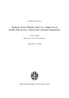 Analysis of the Whittle index in a single server model with service control and customer impatience