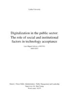 Digitalization in the public sector: The role of social and institutional factors in technology acceptance