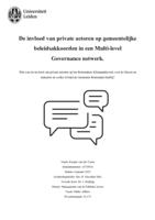 De invloed van private actoren op gemeentelijke  beleidsakkoorden in een Multi-level  Governance netwerk.