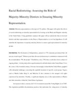 Racial Redistricting: Assessing the Role of Majority-Minority Districts in Ensuring Minority Representation.