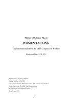 Women Talking: The Internationalism of the 1915 Congress of Women