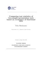 Comparing test statistics of two-sample permutation tests based on covariance of functional data