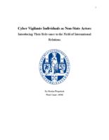 Cyber Vigilante Individuals as Non-State Actors