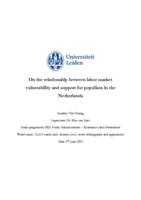 On the relationship between labor market vulnerability and support for populism in the Netherlands