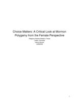 Choice Matters: A Critical Look at Mormon Polygamy from the Female Perspective
