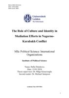 The Role of Culture and Identity in Mediation Efforts in Nagorno- Karabakh Conflict
