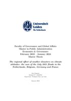 The regional effect of weather disasters on climate attitudes: the case of the July 2021 floods in the Netherlands, Belgium, Germany and France