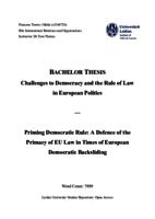 Priming Democratic Rule: A Defence of the Primacy of EU Law in Times of European Democratic Backsliding