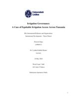 Irrigation Governance: A Case of Equitable Irrigation Access Across Tanzania