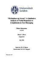 “Oh thanksss my loveee”: A Qualitative Analysis of Verbal Responses to Compliments in Text Messaging