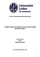 Inequality in Argentina: The Interplay of Race, Class and Gender in Shaping Socioeconomic Conditions